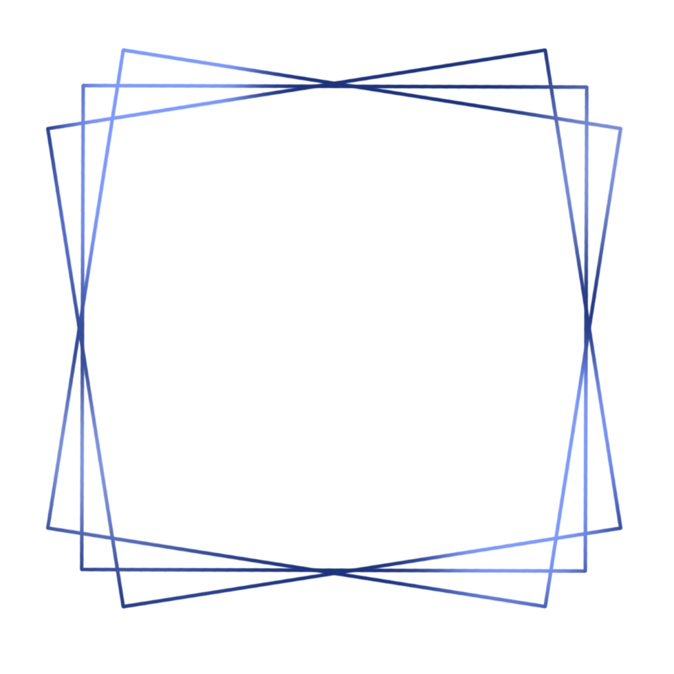 Blue Geometric Square Frame on a Transparent Background png