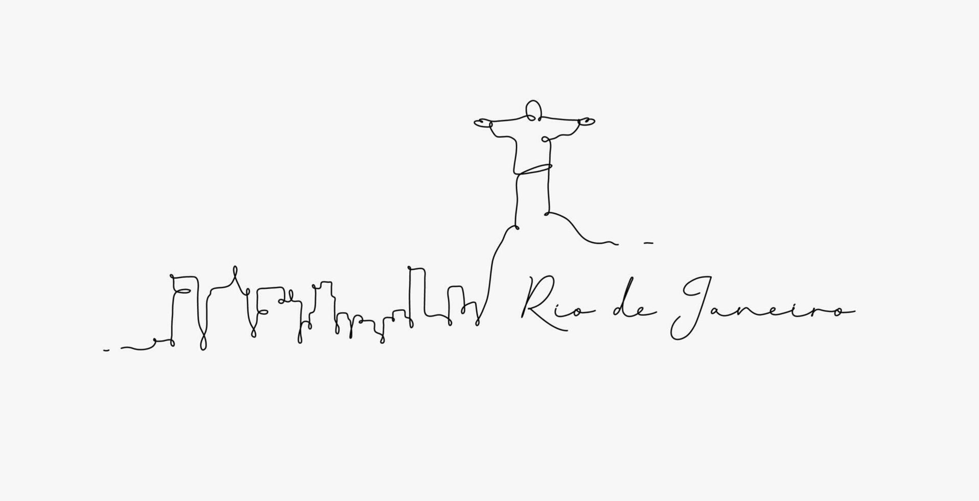 City silhouette rio de janeiro in pen line style drawing with black lines on white background vector