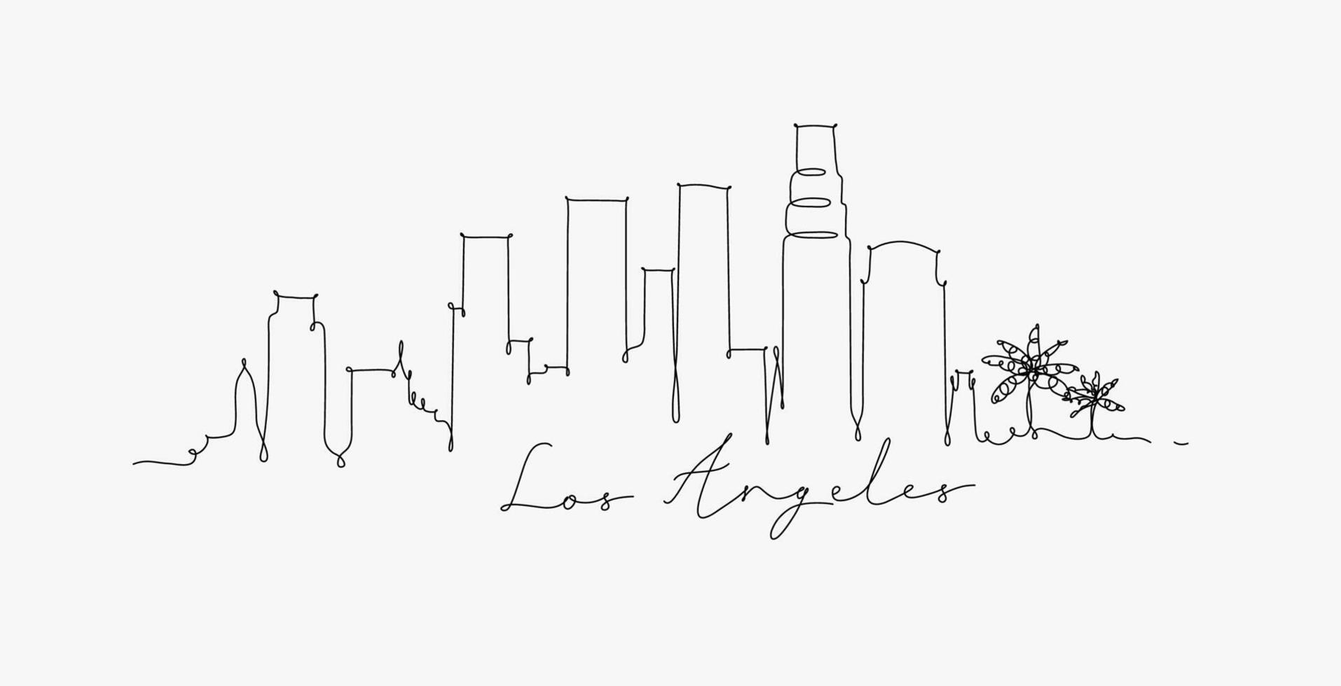 City silhouette los angeles in pen line style drawing with black lines on white background vector