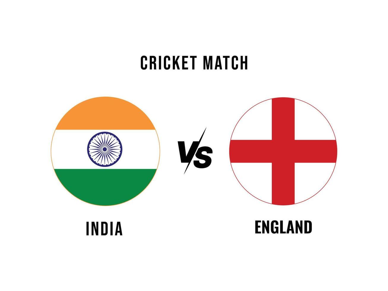 India VS England, Cricket Match concept with creative illustration of participant countries flag isolated with white background. Cricket Match or Head to Head Template INDIA VS ENGLAND. vector