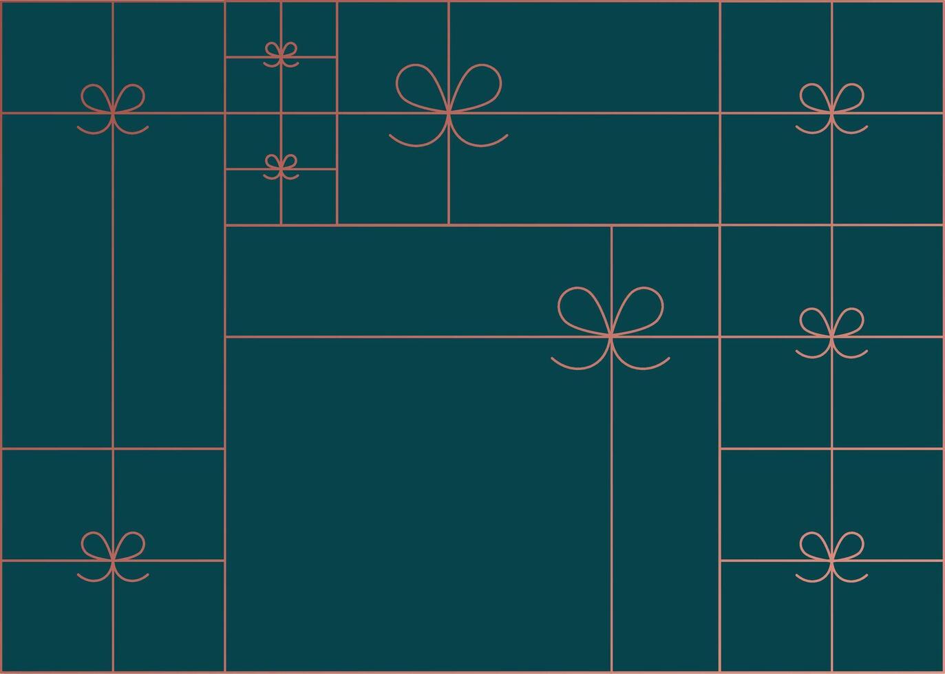 Art deco present box linear composition drawing on green blue background vector