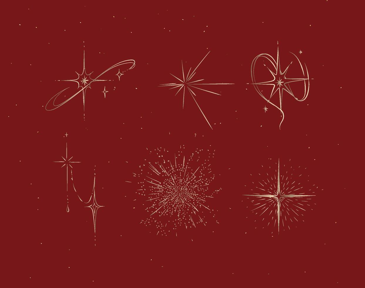 Different states of stars drawing in graphic style on red background vector