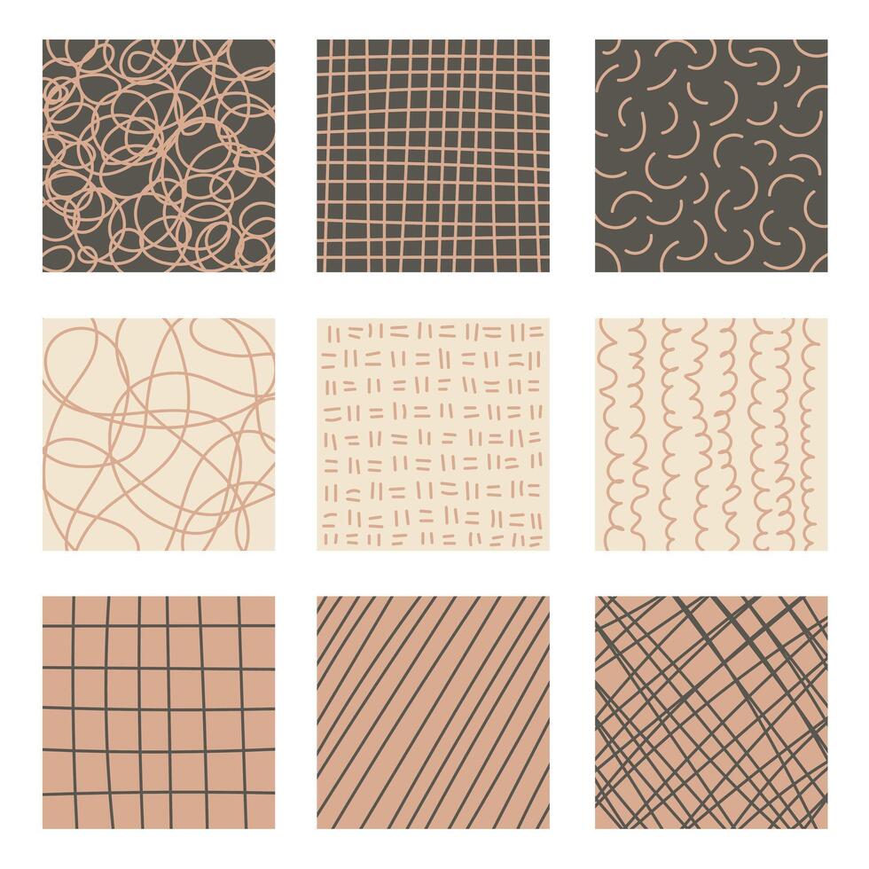 Neutral Beige Square Backgrounds with Abstract Line Texture vector