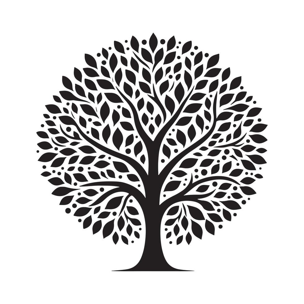 Tree Silhouette in Black Format with Editable Transparent Background vector