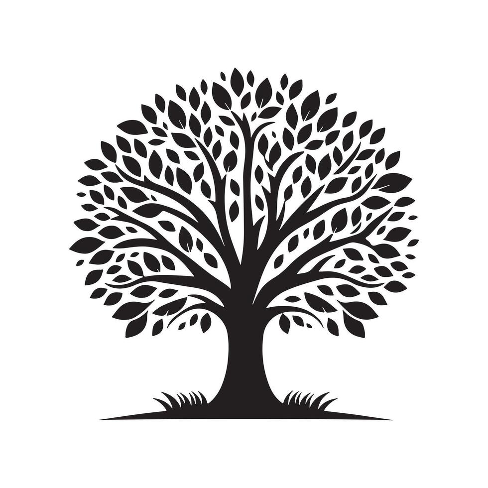 Tree Silhouette in Black Format with Editable Transparent Background vector