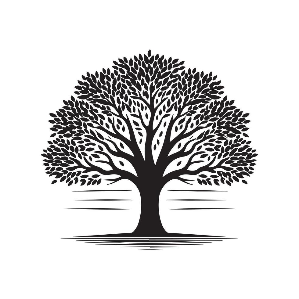 Tree Silhouette in Black Format with Editable Transparent Background vector