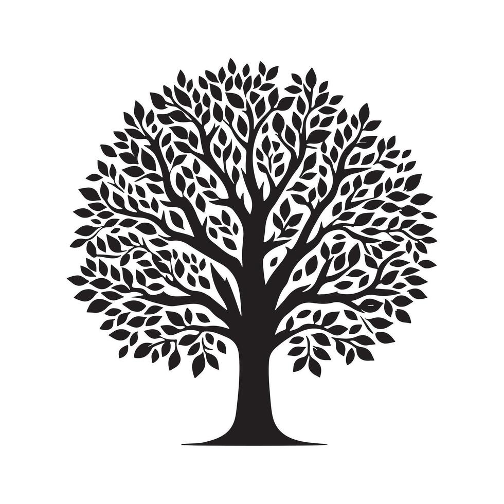 Tree Silhouette in Black Format with Editable Transparent Background vector