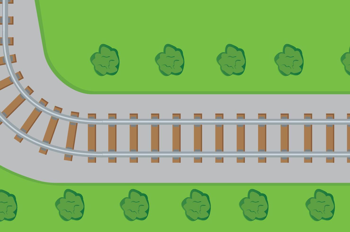 railroad track surrounded by plants and grass and green land vector