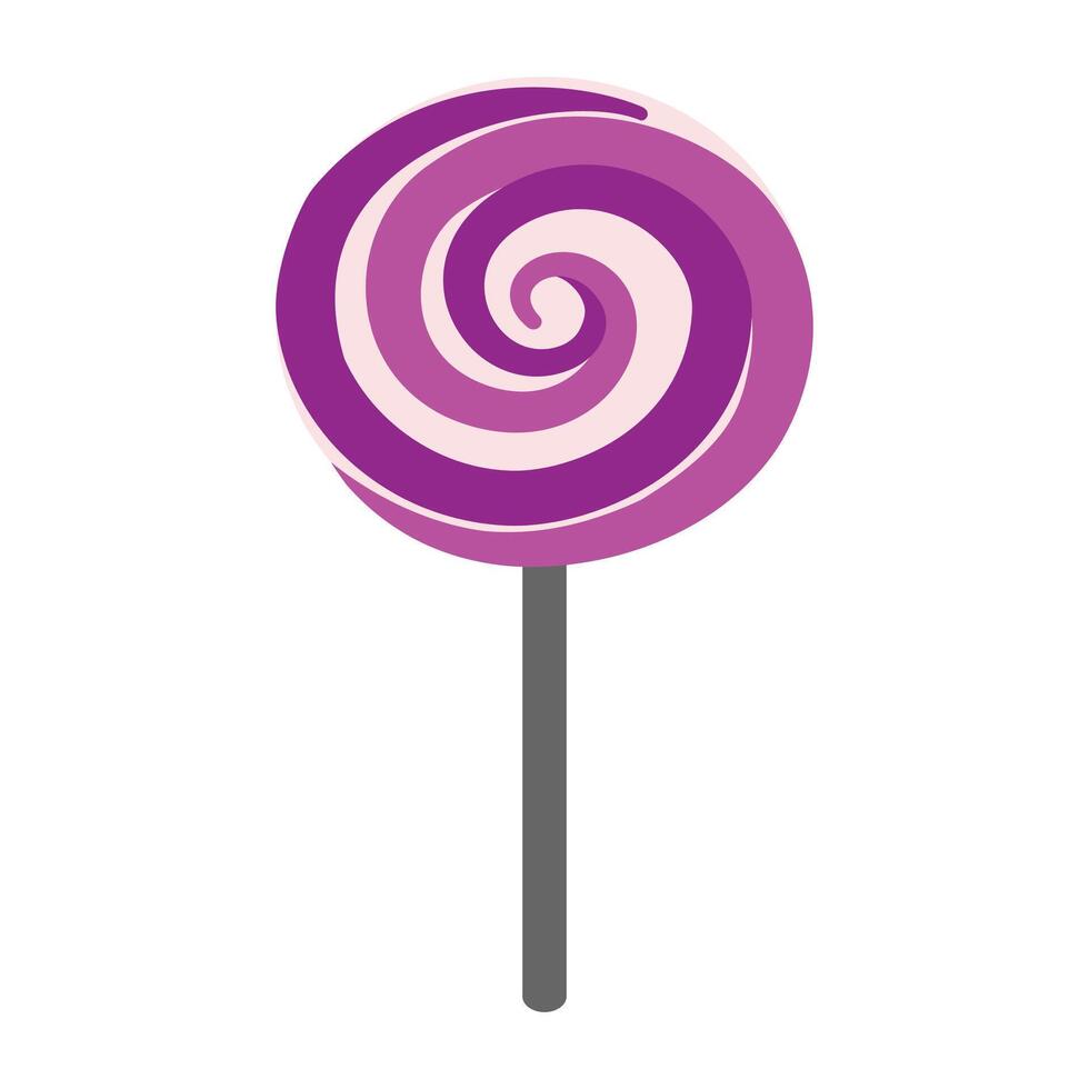 Blueberry Twisted Lollipops Isolated on White. Lollipop swirl candy spiral isometric sweet vector