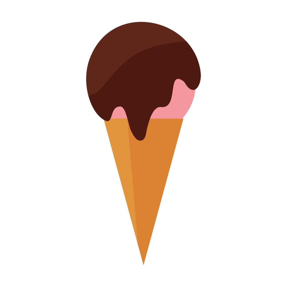 Ice cream cone . Chocolate and strawberry ice-cream in the waffle cone sticker vector