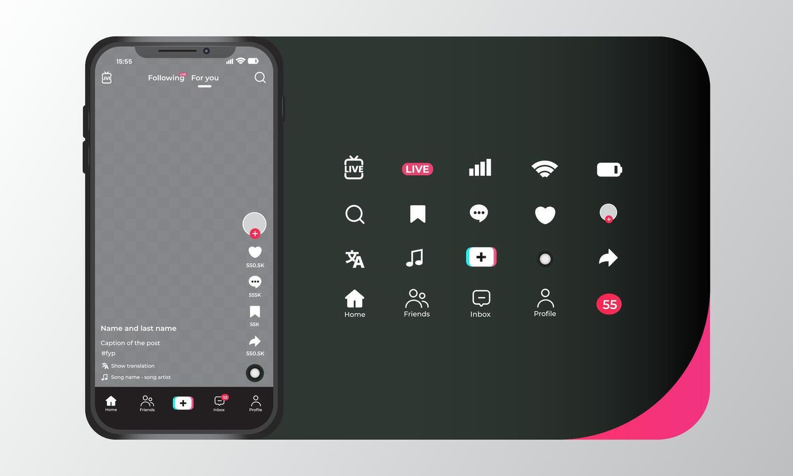 Interface Template Set With Smartphone vector