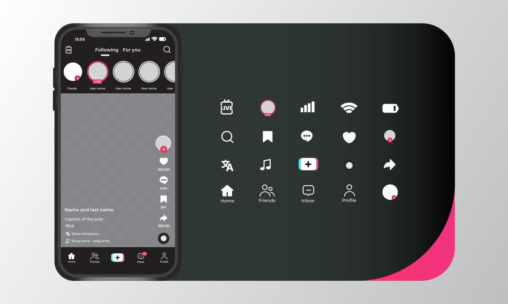 App Interface Template Set With Smartphone vector
