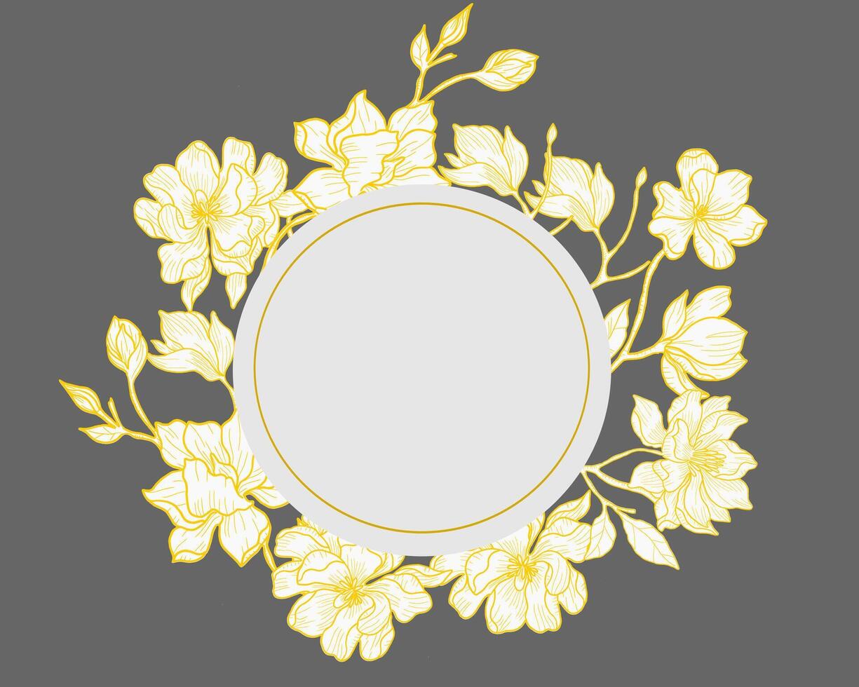 Hand Drawn Magnolia Flower Wreath vector