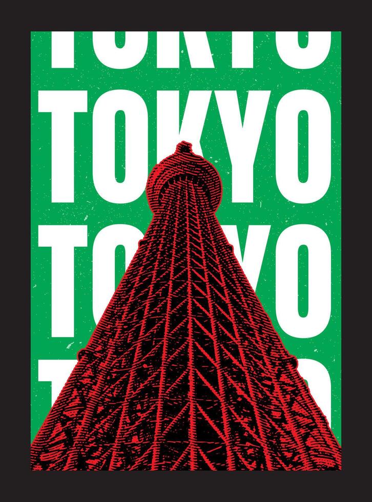 Tokyo Poster, with Tokyo Skytree illustration, the world tallest tower in Japan, Flyer or Decoration for interior room, printed design, International City Poster Series with famous and iconic building vector