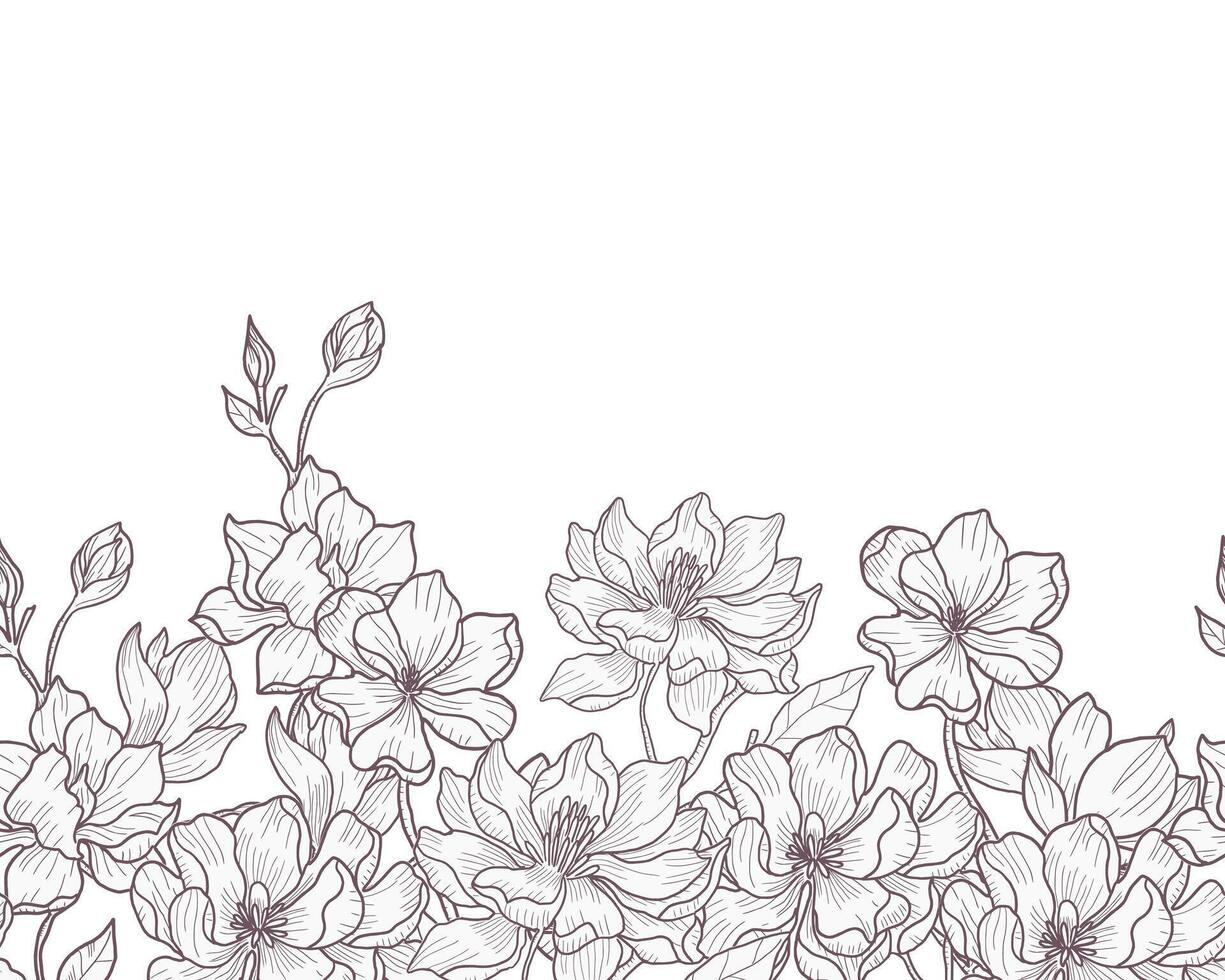 Hand Drawn Magnolia Flower Background vector