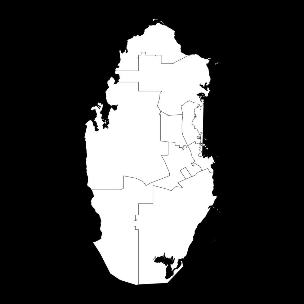 Map of the administrative divisions of the country of Qatar. illustration. vector