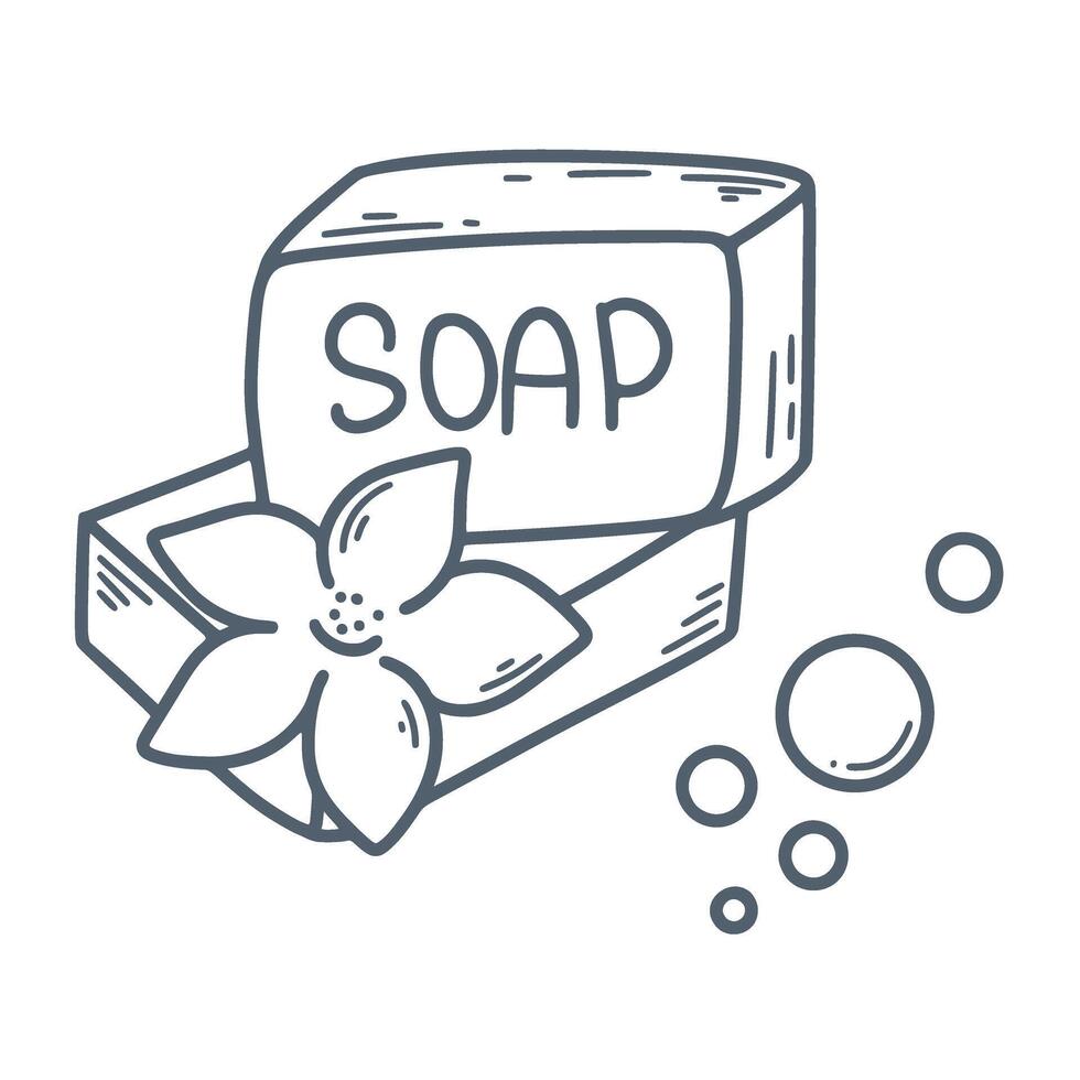 Handmade soap with flower doodle sketch style vector