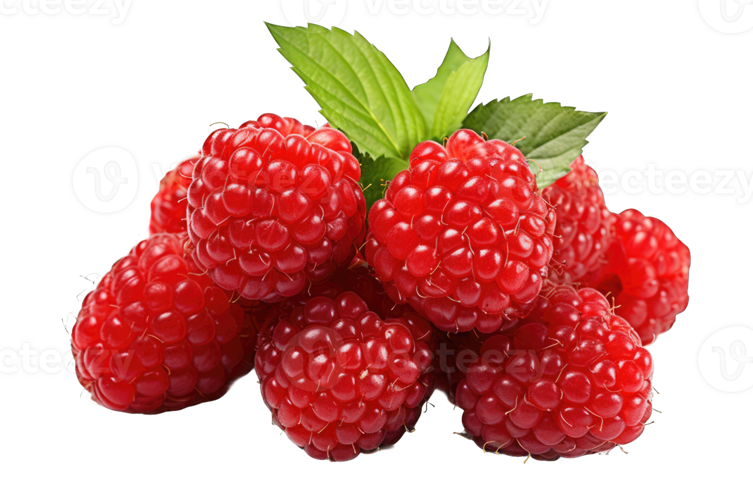 Red berry with leaves fresh transparent background cutout png