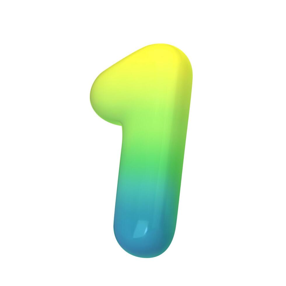 Stylish 3D number 1 with green-blue gradient. Modern, vibrant, and abstract. Perfect for digital art, graphic design, and creative projects. illustration vector