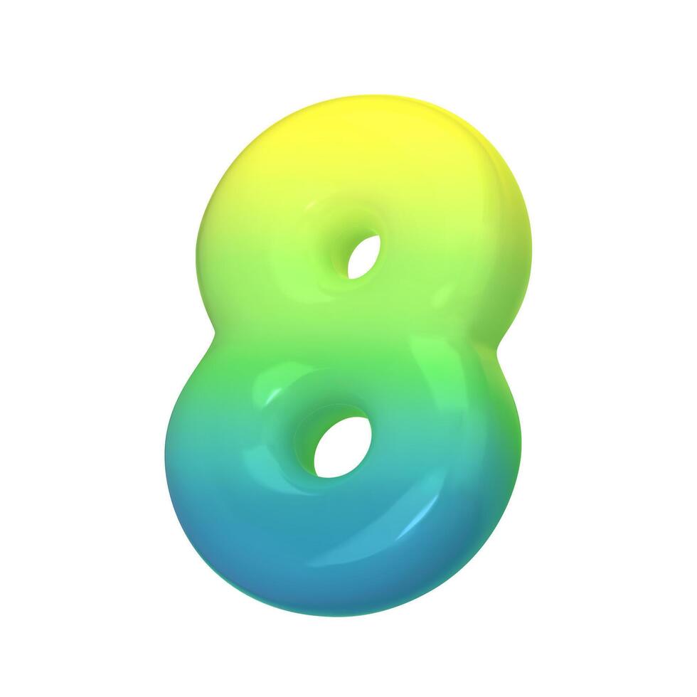 Stylish 3D number 8 with green-blue gradient. Modern, vibrant, and abstract. Perfect for digital art, graphic design, and creative projects. illustration vector