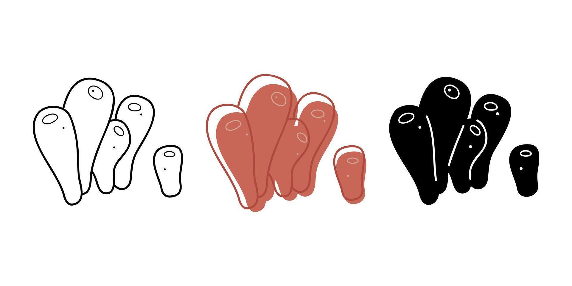 A small set with coral in different colors. Doodles clip art for your projects. vector