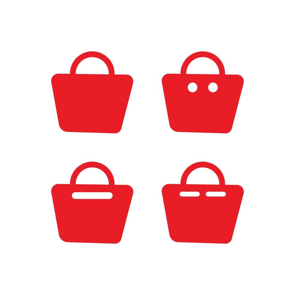 Women's handbag icon. Red on white background. red shopping basket illustration. Illustration element design with a shopping theme and shopping application interface display vector