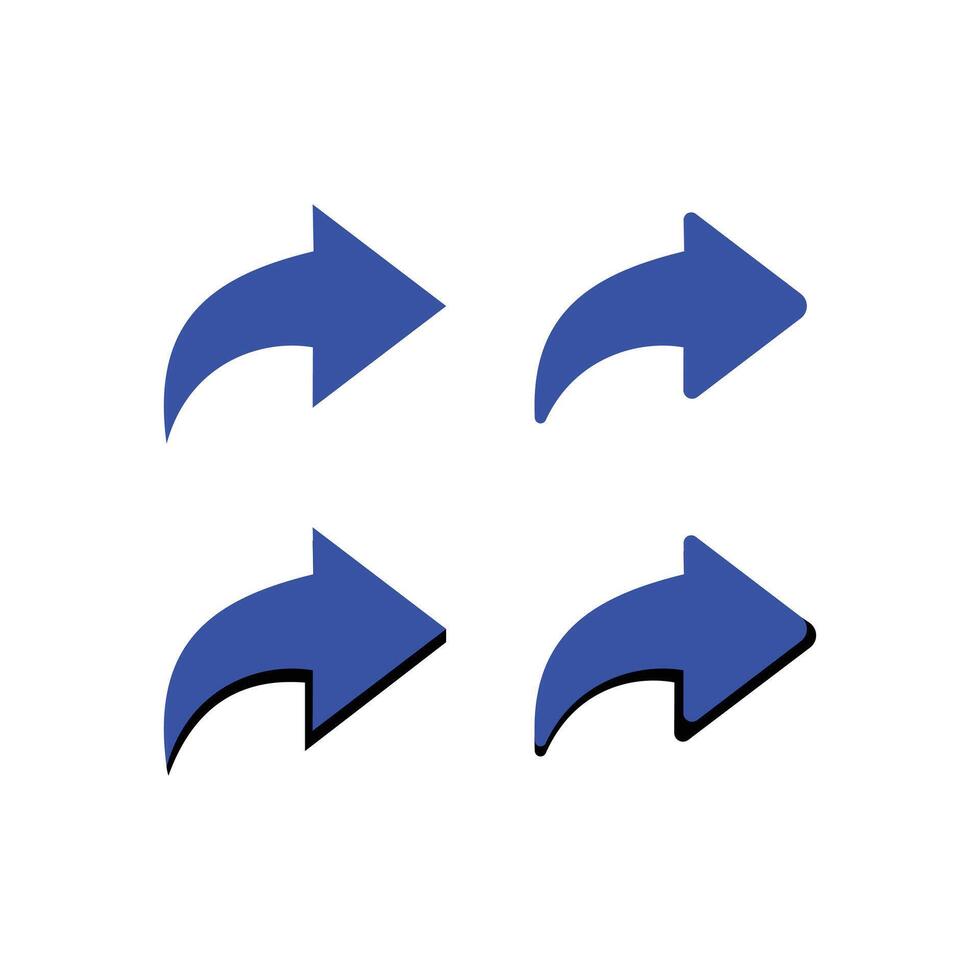 Arrow sign illustration. Blue icon with black contour on white background. Arrow illustration in blue. Illustration element design with an UI theme that means share or forward vector