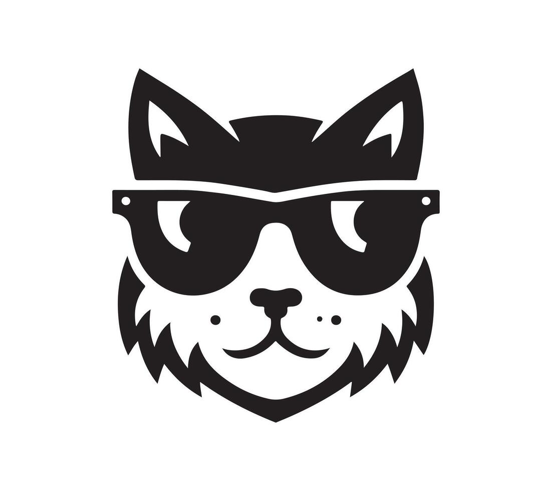 cat sunglass silhouette art vector