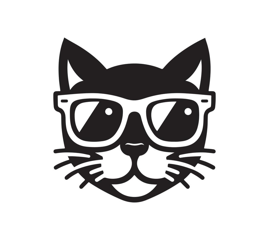cat sunglass silhouette art vector