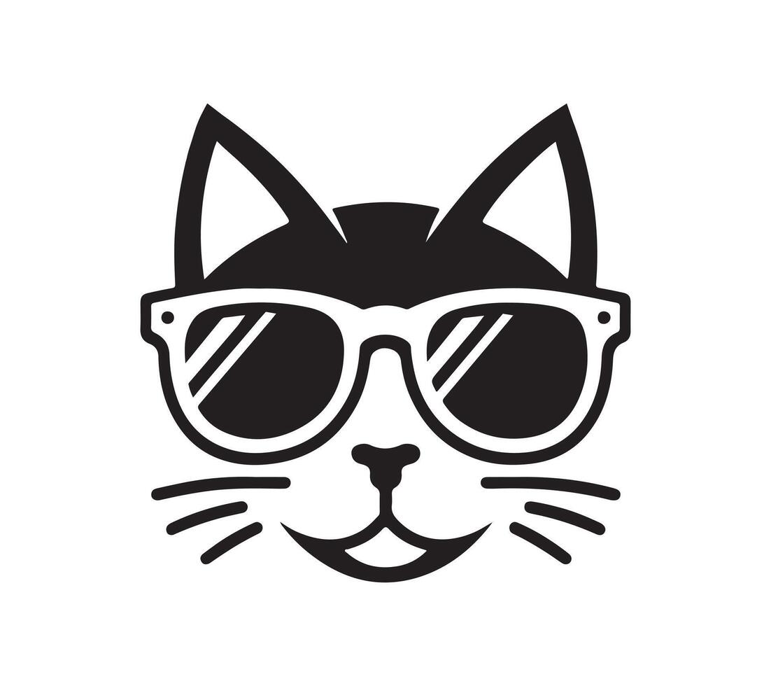cat sunglass silhouette art vector