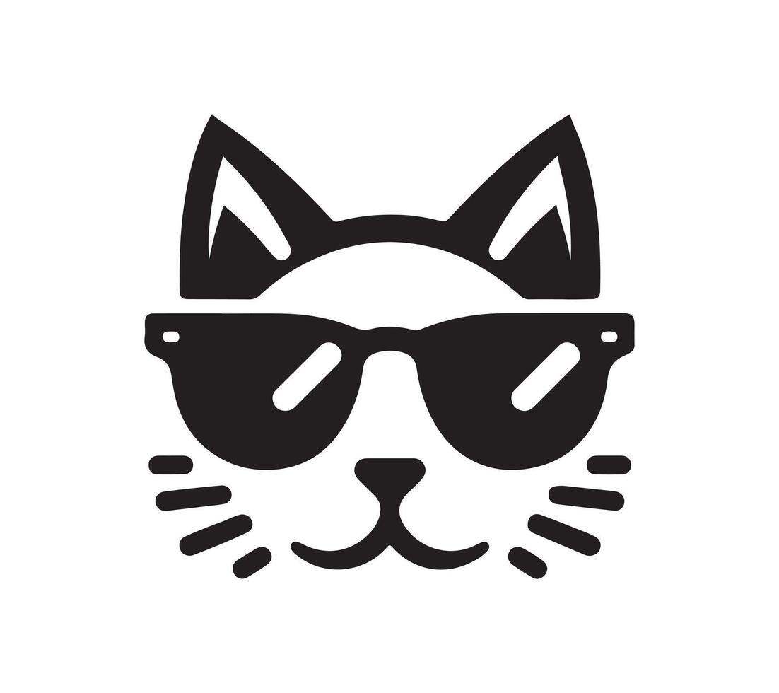 cat sunglass silhouette art vector