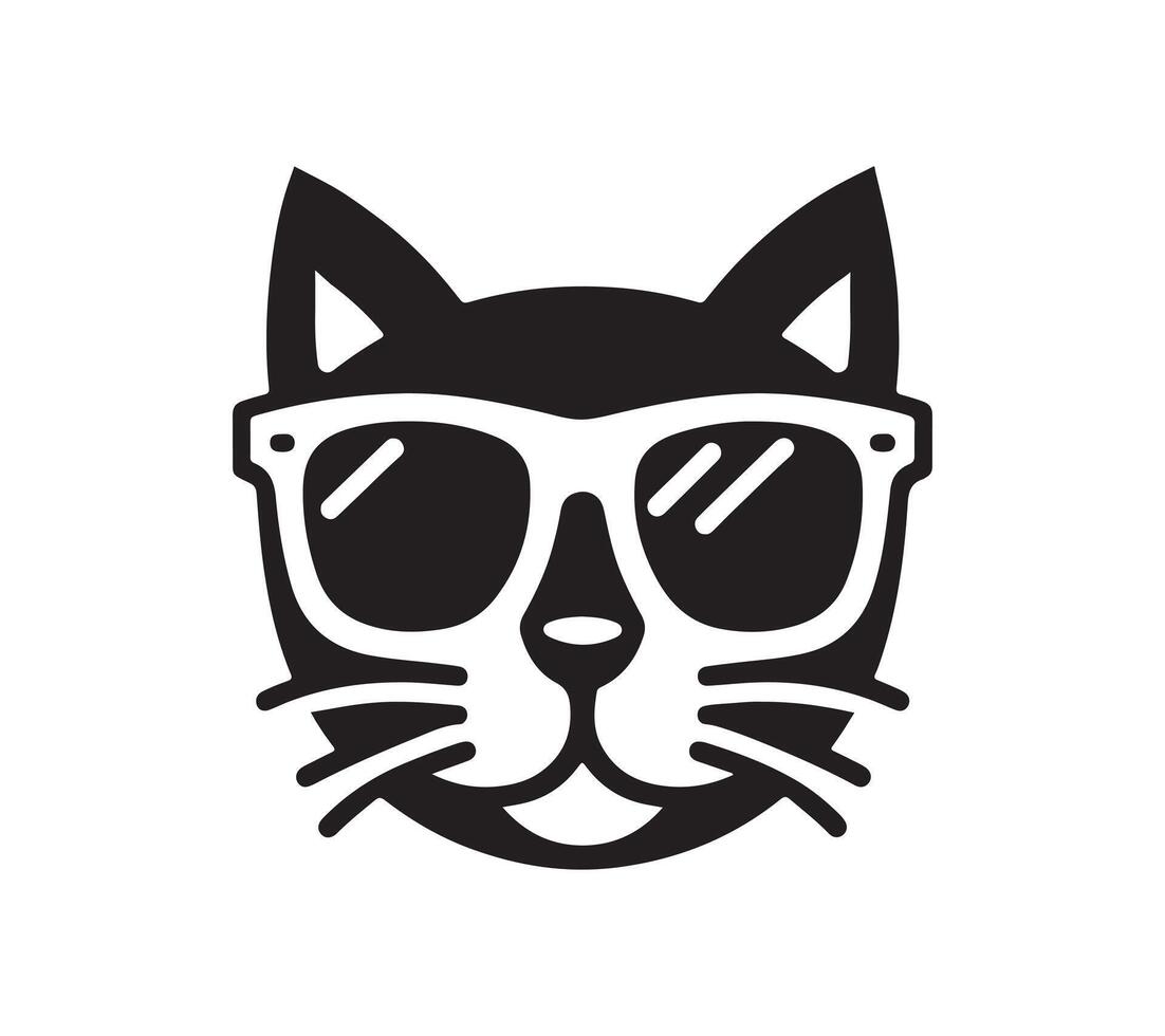 cat sunglass silhouette art vector