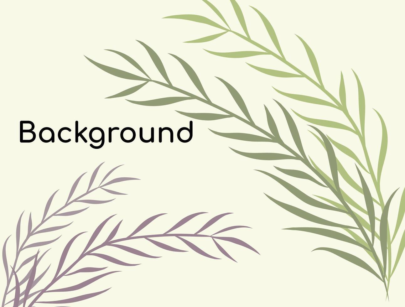 Border with branches green and purple herbs. banner with green tropical leaves. vector