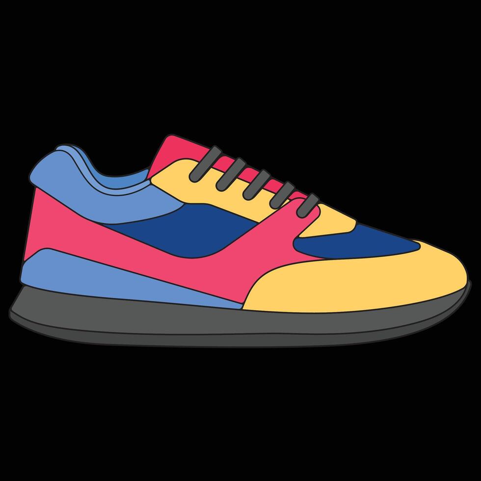 sneakers shoes for training, sneakers shoe illustration. Sneakers color full. vector