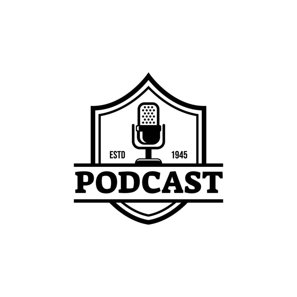 Podcast or Radio Logo design using Microphone icon vector