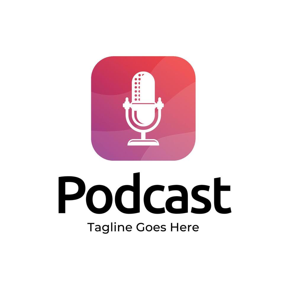 Podcast or Radio Logo design using Microphone icon vector
