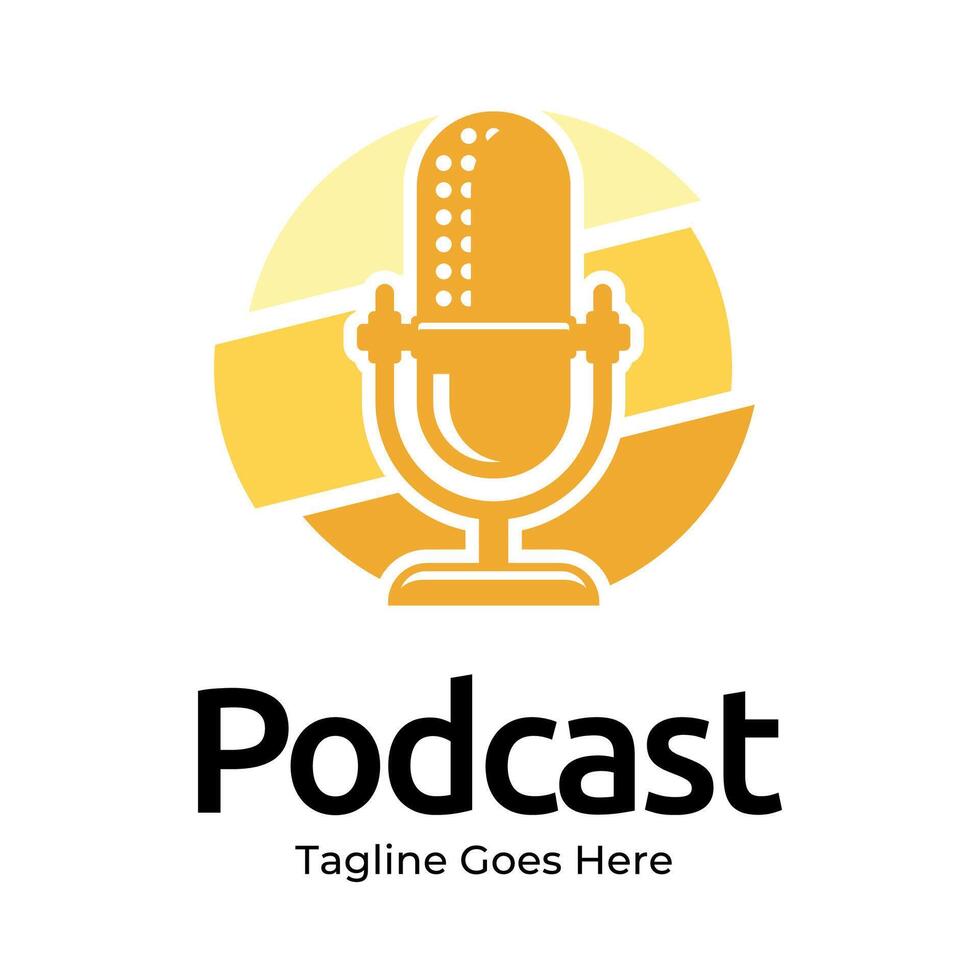 Podcast or Radio Logo design using Microphone icon vector