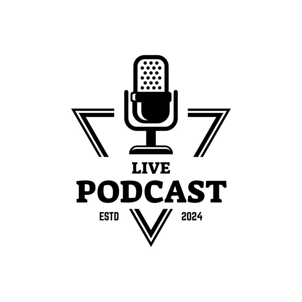 Podcast or Radio Logo design using Microphone icon vector