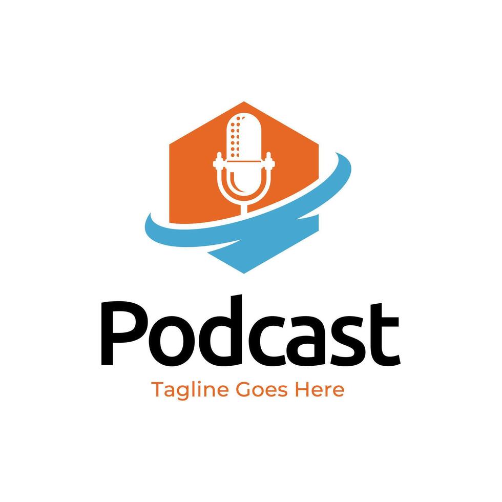 Podcast or Radio Logo design using Microphone icon vector