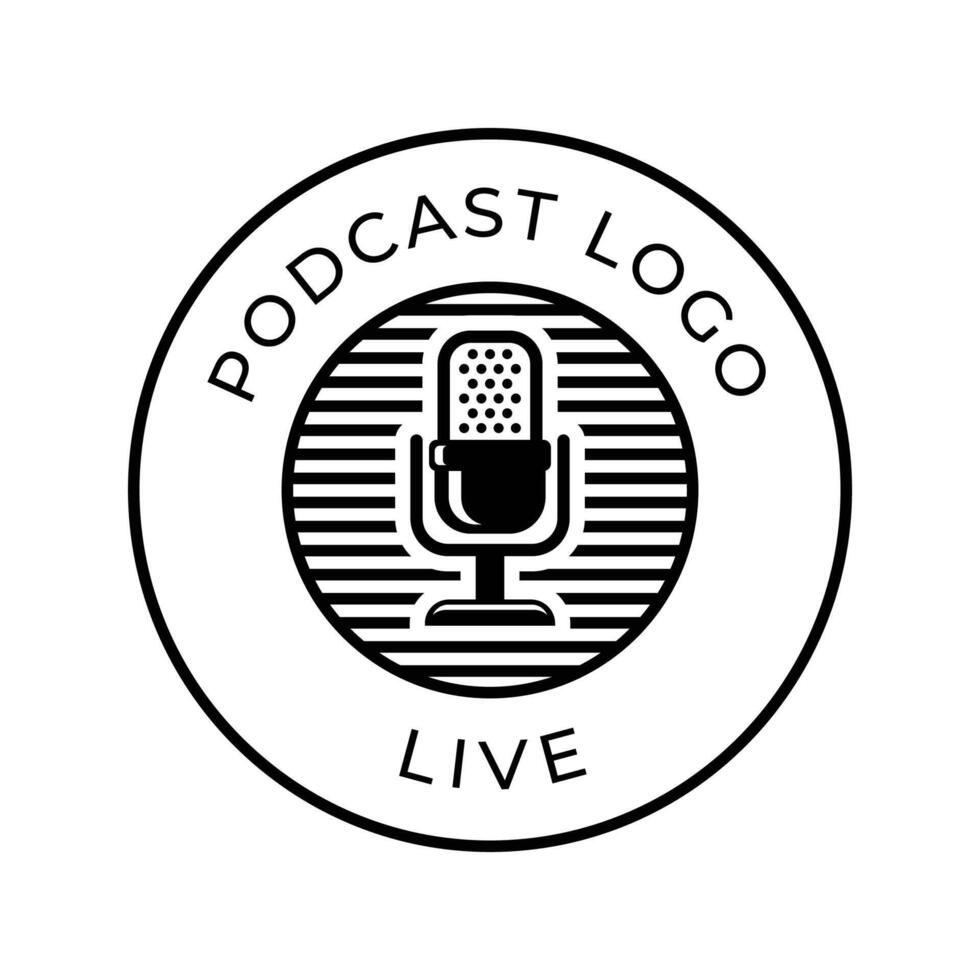 Podcast or Radio Logo design using Microphone icon vector