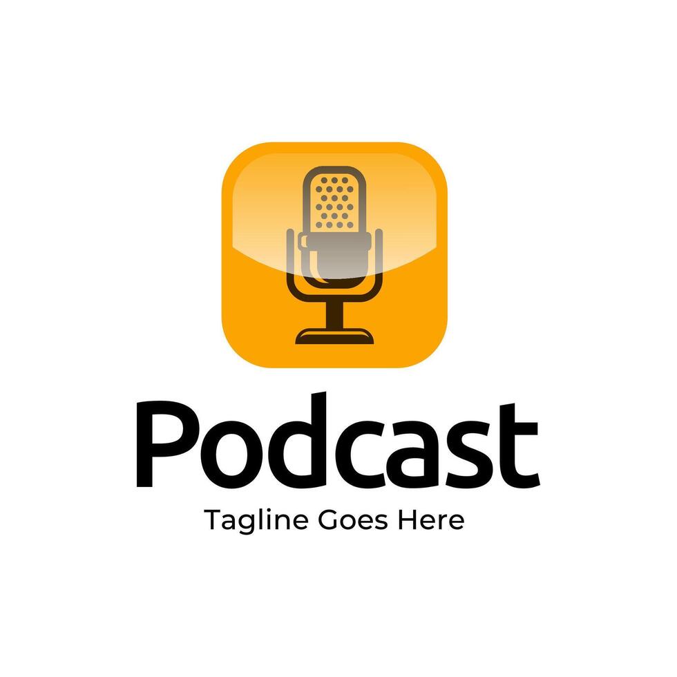 Podcast or Radio Logo design using Microphone icon vector