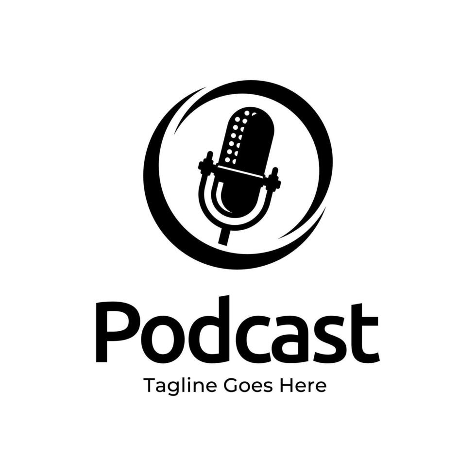 Podcast or Radio Logo design using Microphone icon vector