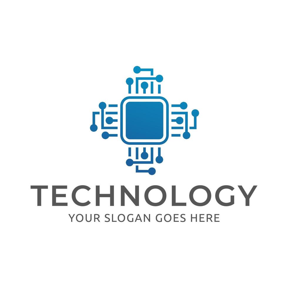 Processor logo icon. Processor circuit vector