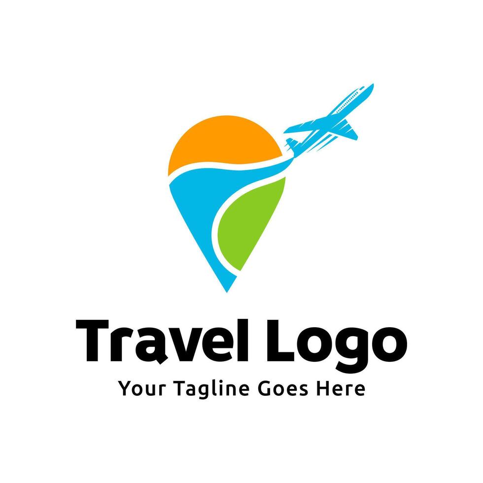 Pin map illustration for travel icon logo design vector