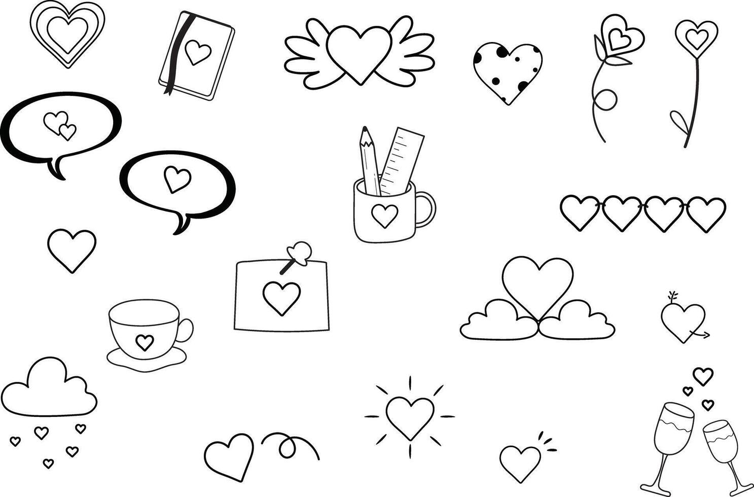heart doodle line ornament valentine vector