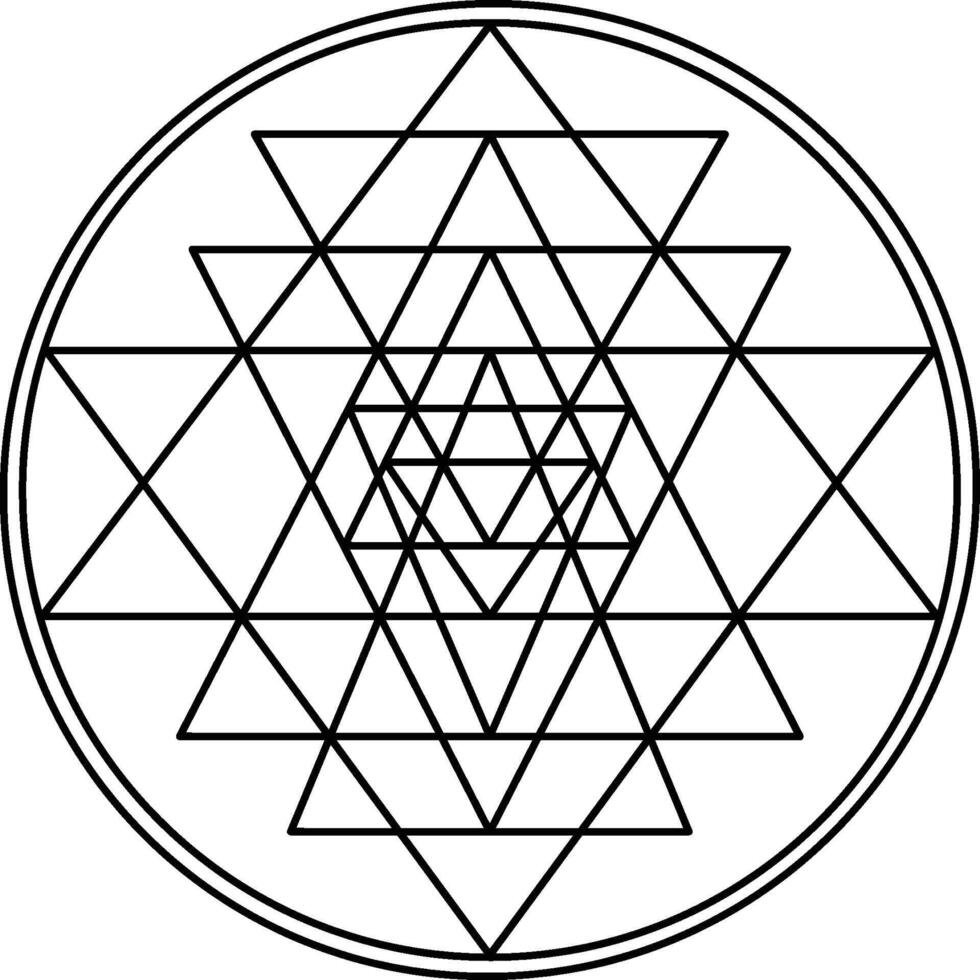 Sri yantra isolated on white background, Sacred geometry symbol concept. vector