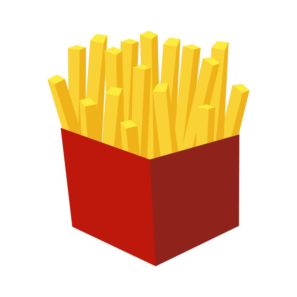 French Fries Potato In Red Box Icon vector