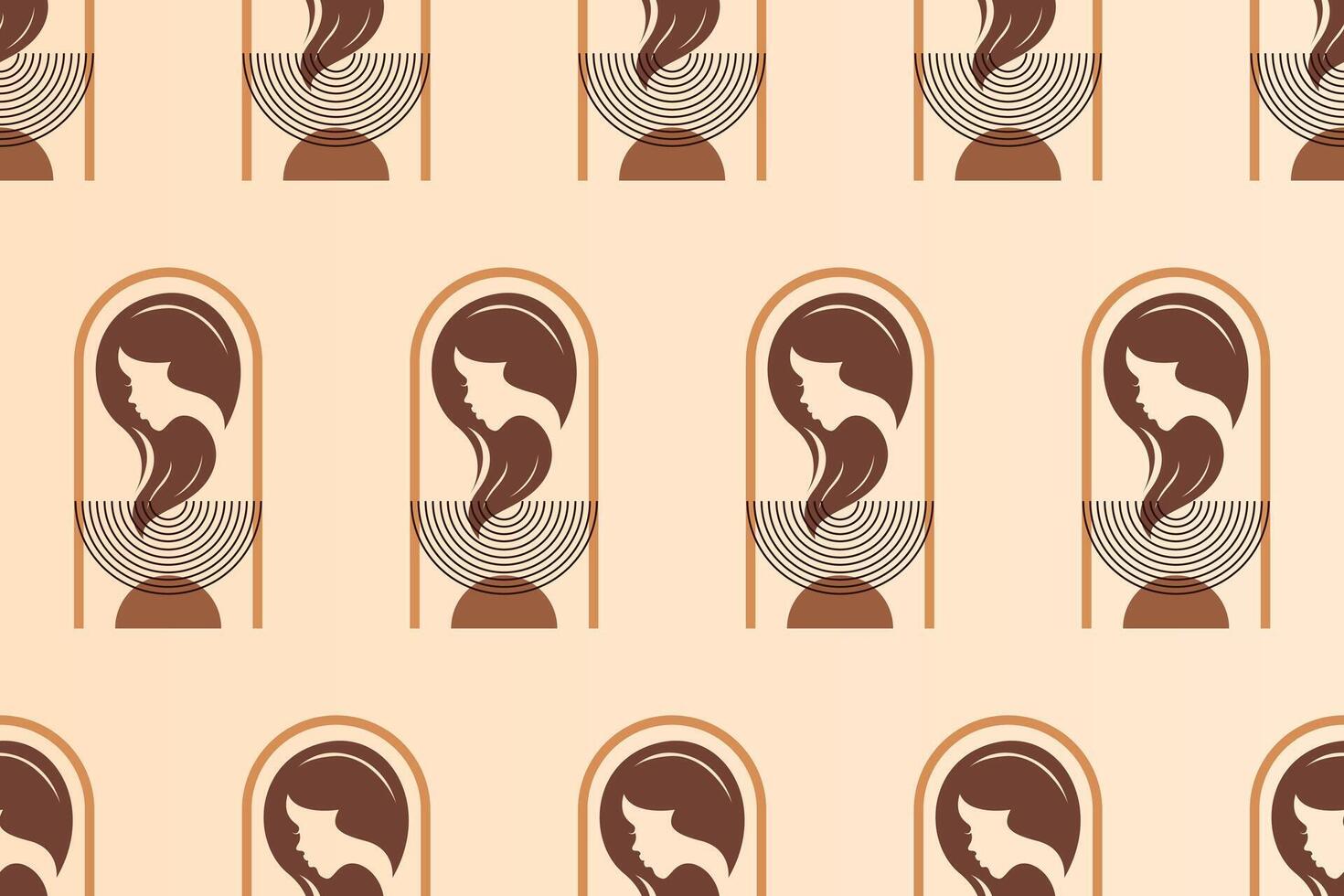 Boho girl seamless pattern background vector