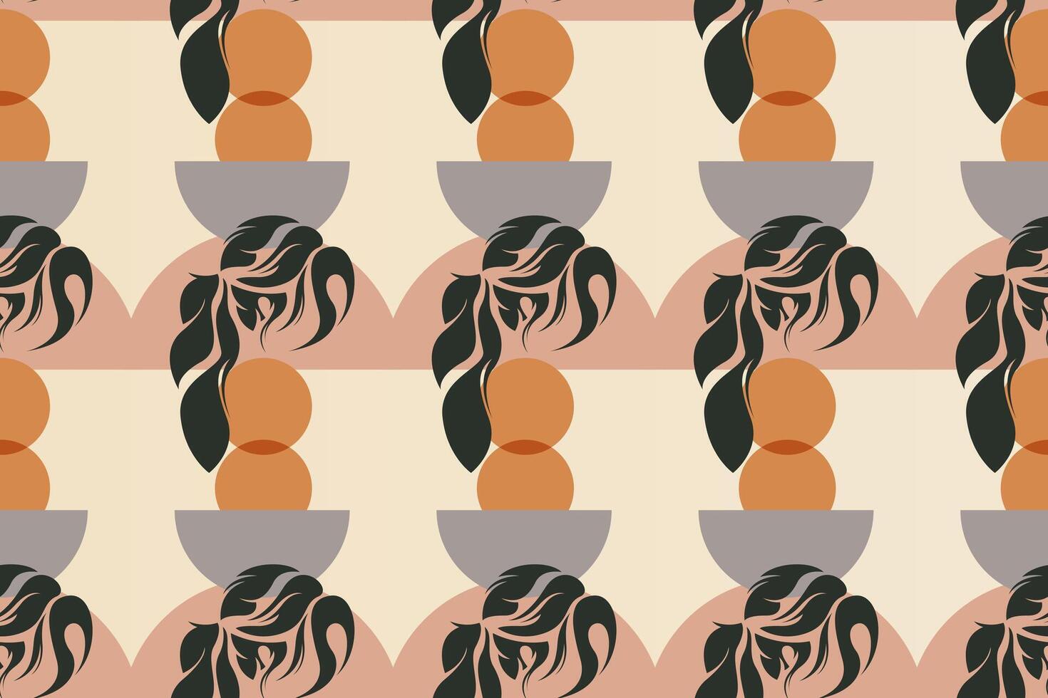 Boho girl seamless pattern background vector