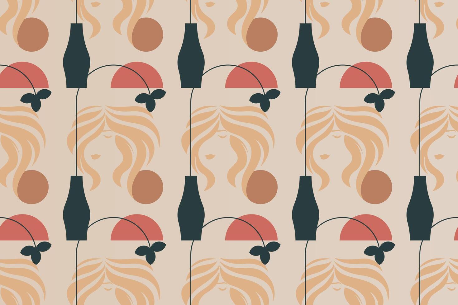 Boho girl seamless pattern background vector